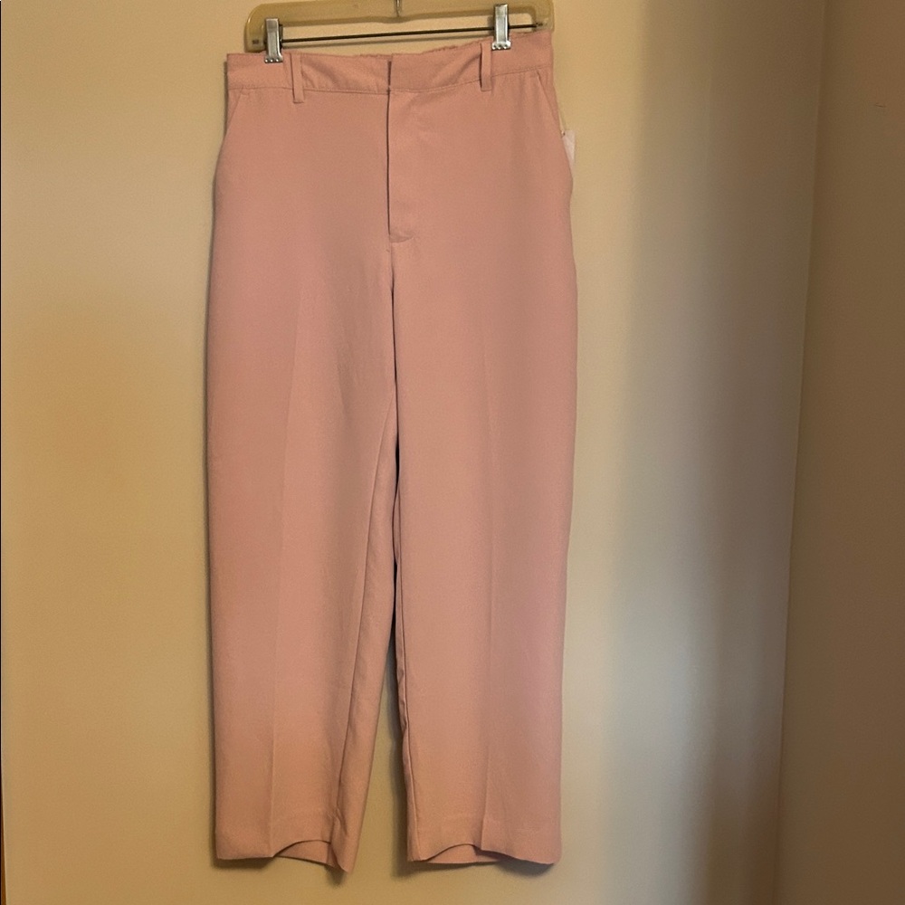 GAP Soft Pink loose fit leg polyester dress pants elastic in back size 10  NWT
